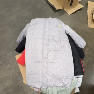 Women's Full Zip Quilted Puffer Coat Jacket Long Sleeve Light Gray Size M